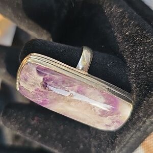 Natural Amethyst 925 Silver Ring Sz 6.5